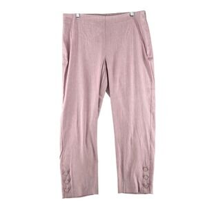 J Jill Linen Stretch Cropped Ankle Pants Side Zip Rose Pink White Womens Large